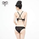 Women's Gothic Black Cross Over Shoulder Strap Bikini
