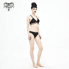 Women's Gothic Black Cross Over Shoulder Strap Bikini