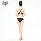Women's Gothic Black Cross Over Shoulder Strap Bikini
