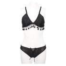 Women's Gothic Black Cross Over Shoulder Strap Bikini