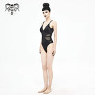 Women's Gothic Black Cutout Net Insert One Piece Swimsuit