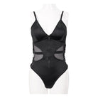 Women's Gothic Black Cutout Net Insert One Piece Swimsuit
