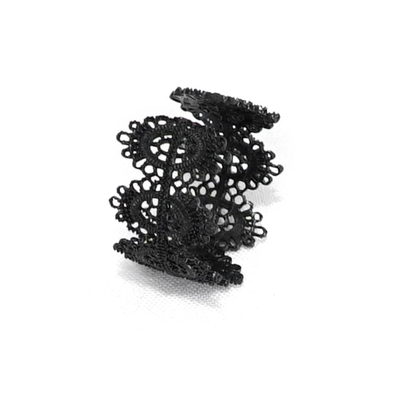 Women's Gothic Black Delicate Tatted Lace Finger Ring