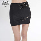 Women's Gothic Black Faux Leather and Lacing Detailed Short Skirts