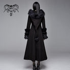 Devil Fashion Women's Gothic Black Hooded Dresses With Detachable Fluffy Accessories