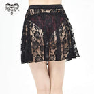 Women's Gothic Black Lace Short Flared Swimming Overskirt