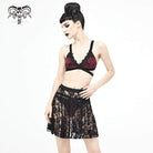 Women's Gothic Black Lace Short Flared Swimming Overskirt