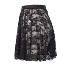 Women's Gothic Black Lace Short Flared Swimming Overskirt
