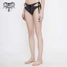 Women's Gothic Black Lace-up Detailed Bikini Bottoms