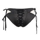 Women's Gothic Black Lace-up Detailed Bikini Bottoms