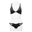 Women's Gothic Black Net Overlay Triangle Bikini
