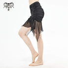 Women's Gothic Black Ruffled Asymmetrical Hem Skirtini