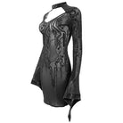 Women's Gothic Black Sheer Lace Long Tulip Sleeved Short Shift Dresses