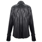 Women's Gothic Black Shimmer Long Ruffle Sleeved Shirts