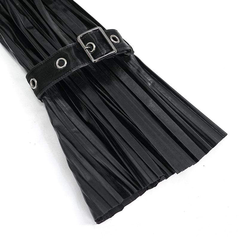 Women's Gothic Black Shimmer Long Ruffle Sleeved Shirts