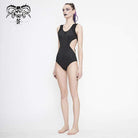 Women's Gothic Black Sleeveless Leotard Swimming Suit