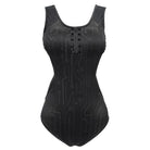 Women's Gothic Black Sleeveless Leotard Swimming Suit