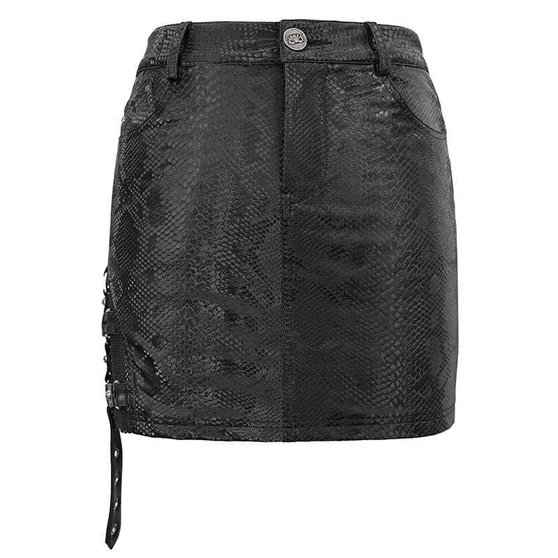 Women's Gothic Black Snakeskin Short Skirts