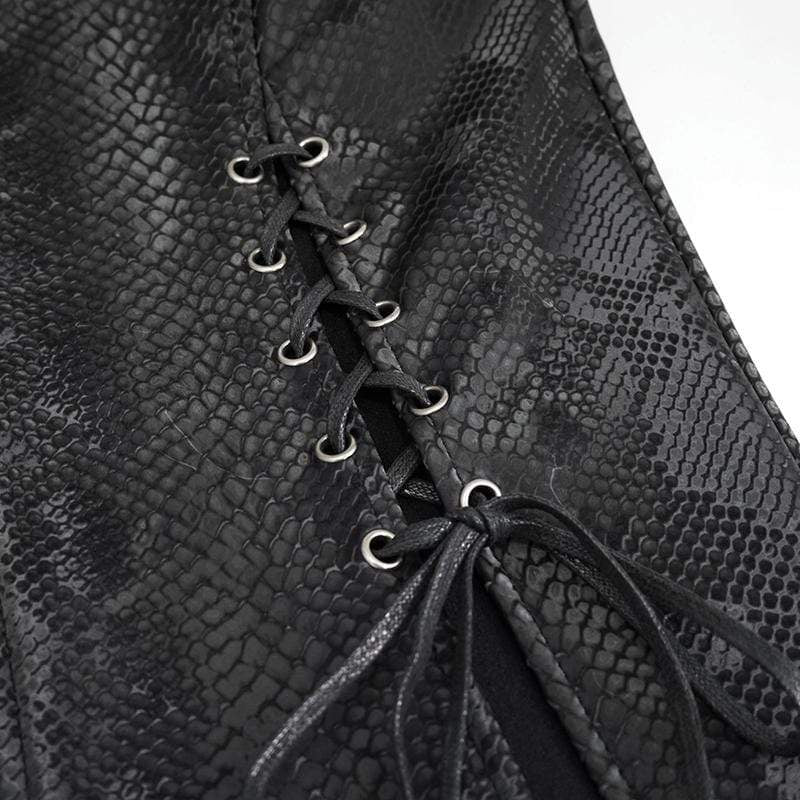 Women's Gothic Black Snakeskin Side Slits Maxi Skirts