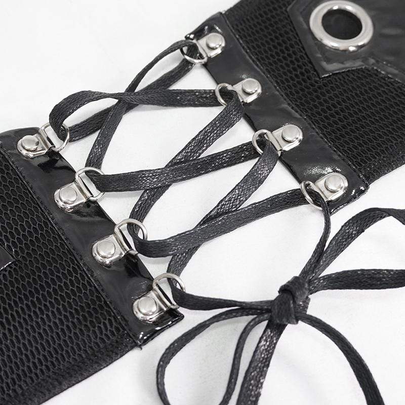 Women's Gothic Black Underbust PU Leather Corset Belt
