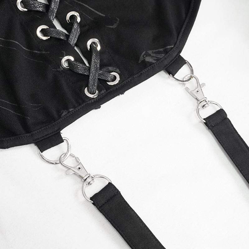 Gothic Bone Printed Strappy Zipper Cape für Damen