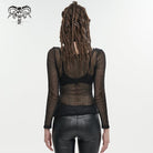 DEVIL FASHION Damen Gothic Buckle Mesh Shirt