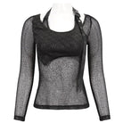 DEVIL FASHION Damen Gothic Buckle Mesh Shirt