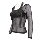 DEVIL FASHION Damen Gothic Buckle Mesh Shirt