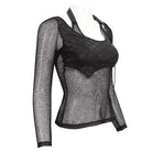DEVIL FASHION Damen Gothic Buckle Mesh Shirt