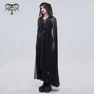 Damen Gothic Schnallen Sheer Long Umhang mit Kapuze