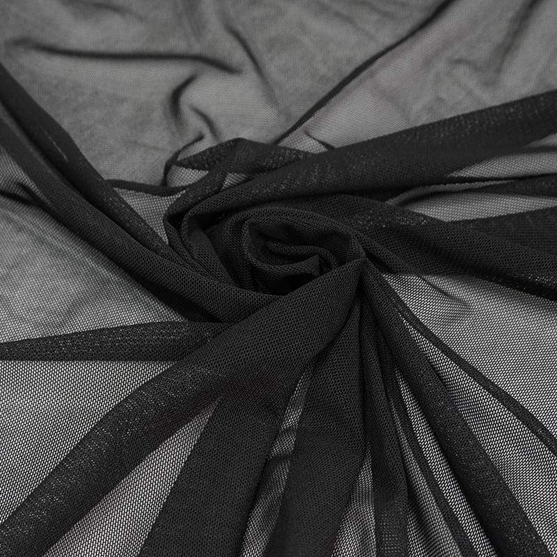 Damen Gothic Schnallen Sheer Long Umhang mit Kapuze