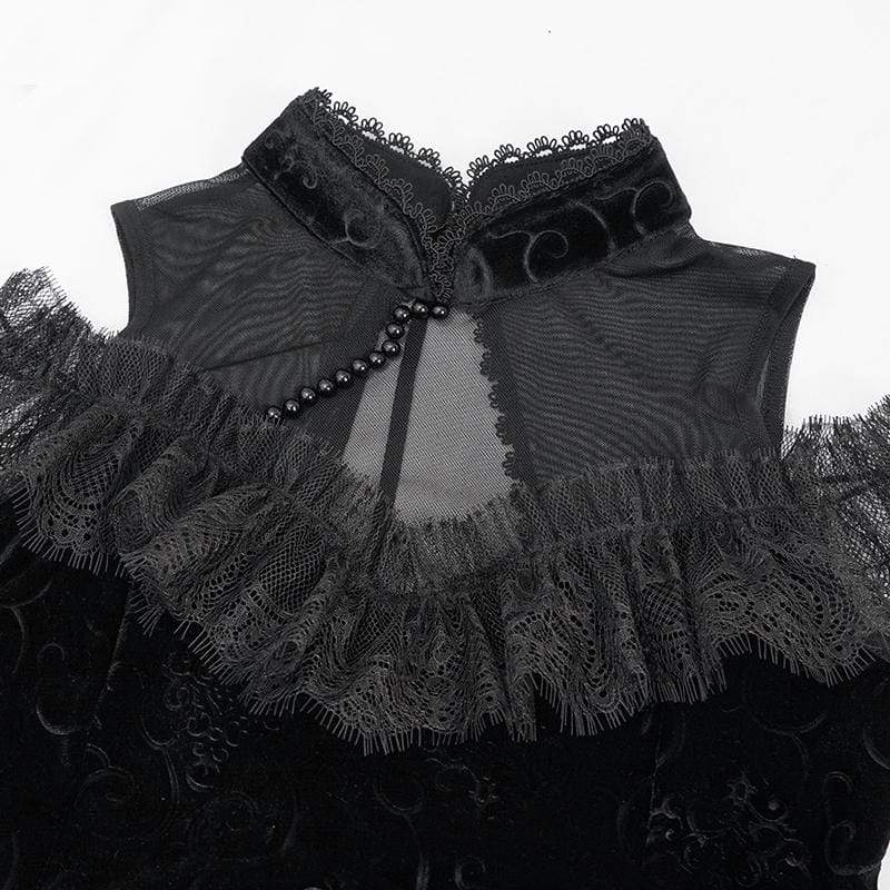 Women's Gothic Cheongsam Collar Side Slit Black Maxi Dress