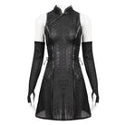 DEVIL FASHION Women's Gothic Cheongsam Collar Strappy Dress with Oversleeves