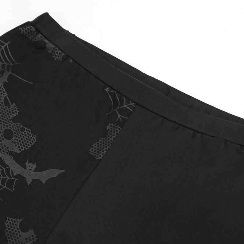 Women's Gothic Cobweb Printed Cutout Pants