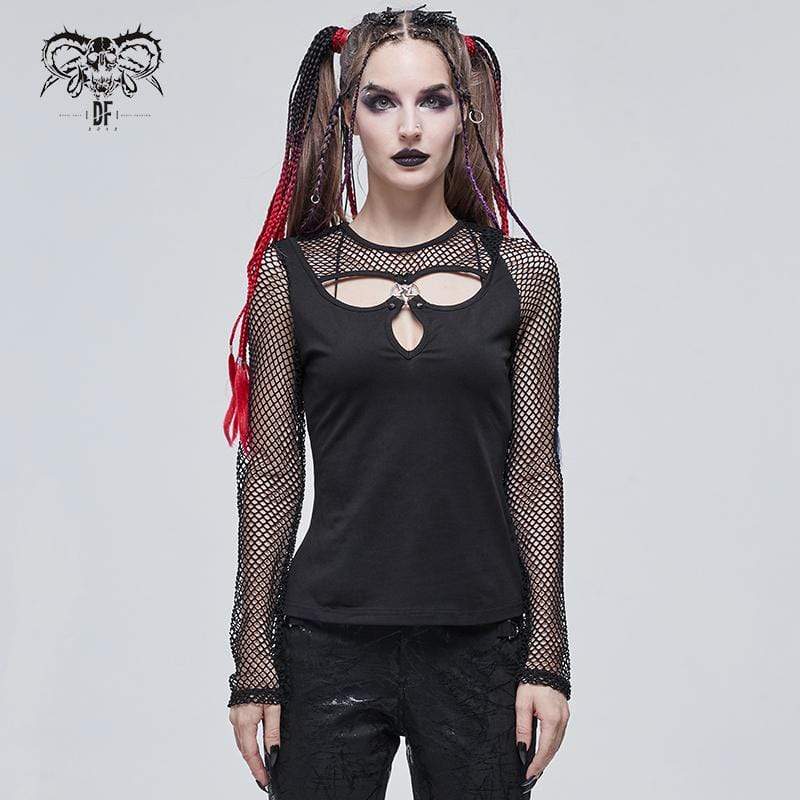Women's Gothic Cutout Mesh Splice Top – Punk Design
