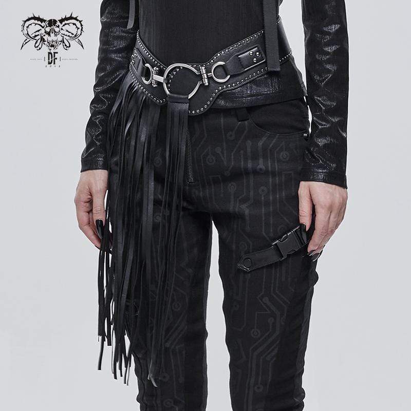 Women's Gothic Elastic Tassels Faux Leather Girdle