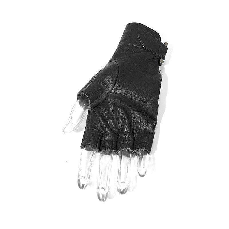 DEVIL FASHION Women's Gothic Eyelets Mesh Spliced Gloves