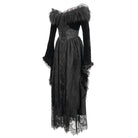 Women's Gothic Faux Fur Off-shoulder Lace Dresses Wedding Dress
