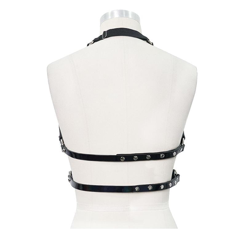 DEVIL FASHION Women's Gothic Faux Leather Body Harness With Rivets