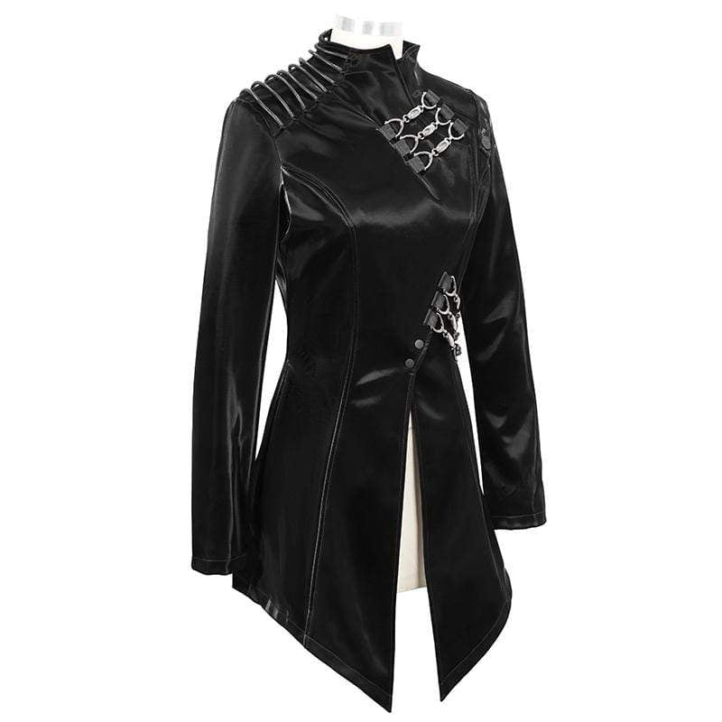 Women's Gothic Faux Leather Jackets With Chains