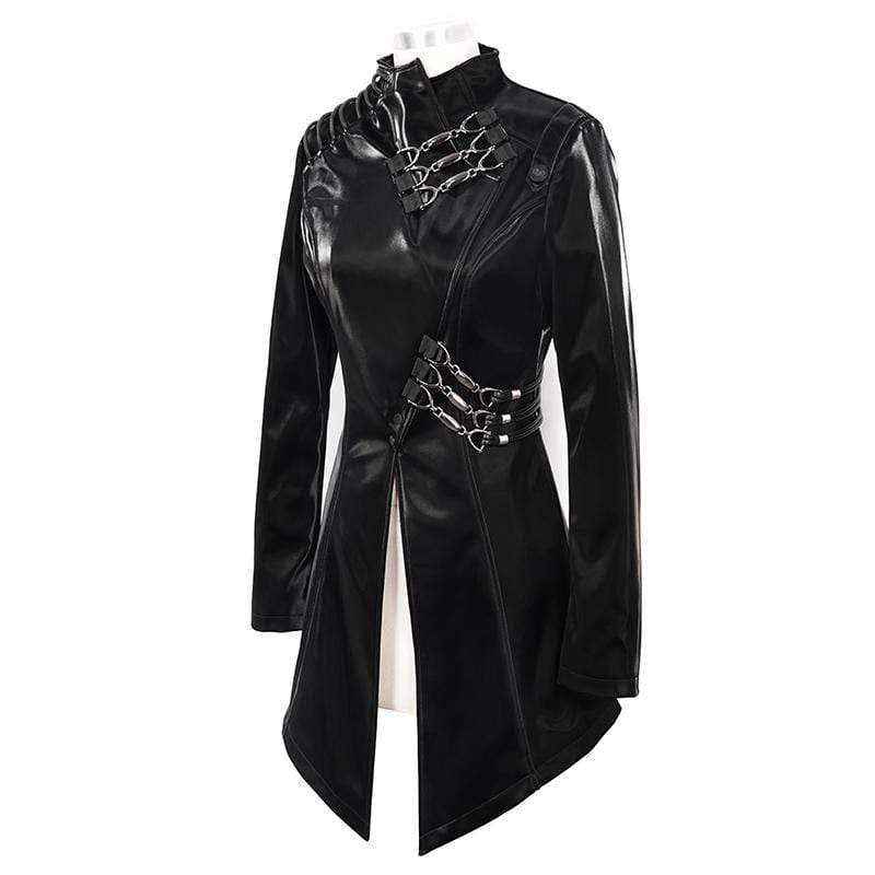Women's Gothic Faux Leather Jackets With Chains