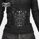 Women's Gothic Faux Leather Ripped Front Zip Belts With Rivets