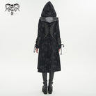 DEVIL FASHION Women's Gothic Faux Leather Splice Distressed Coat with Hood