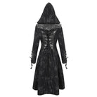 DEVIL FASHION Women's Gothic Faux Leather Splice Distressed Coat with Hood