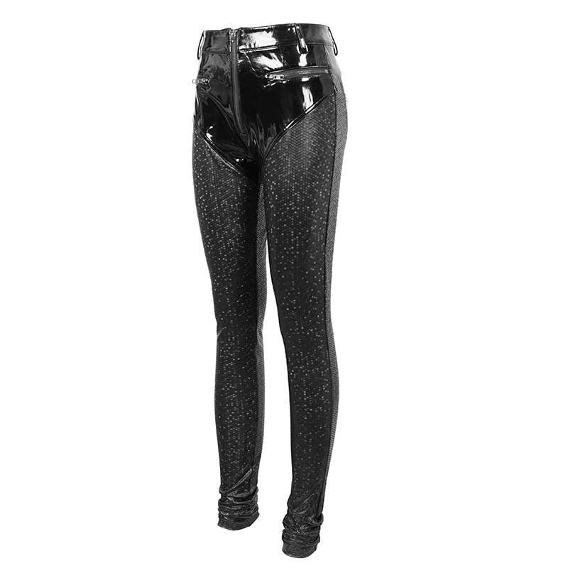 Women's Gothic Faviform Zipper Faux Leather Pants