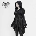 Women's Gothic Flare Sleeve Floral Mesh Jackets With Hood