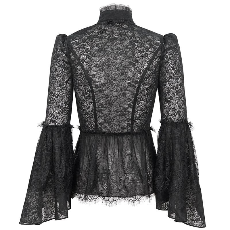 DEVIL FASHION Women's Gothic Flared Sleeved Lace Shirt