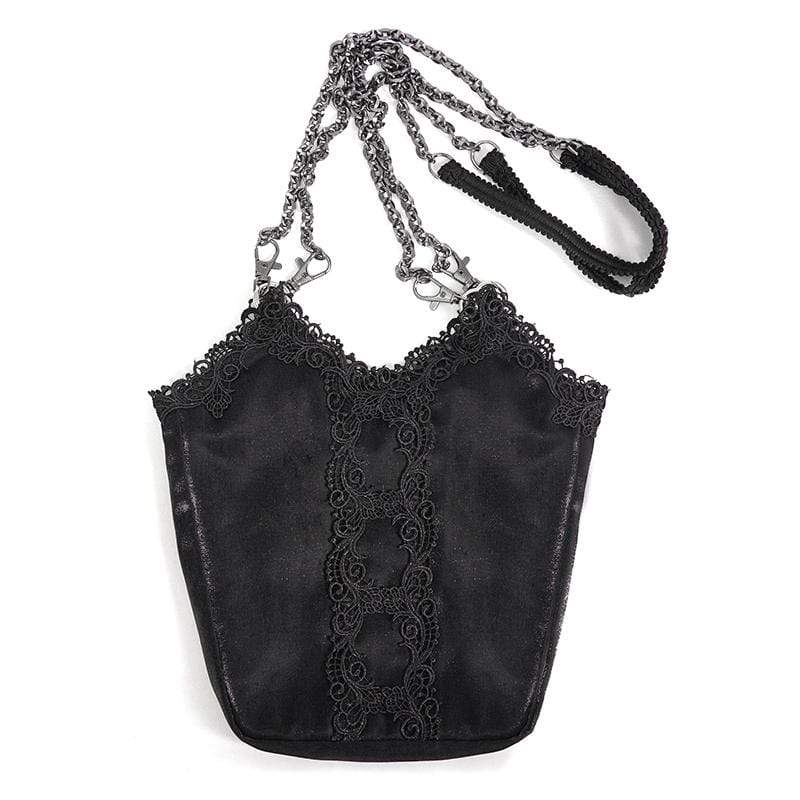 DEVIL FASHION Women's Gothic Floral Bucket Bag