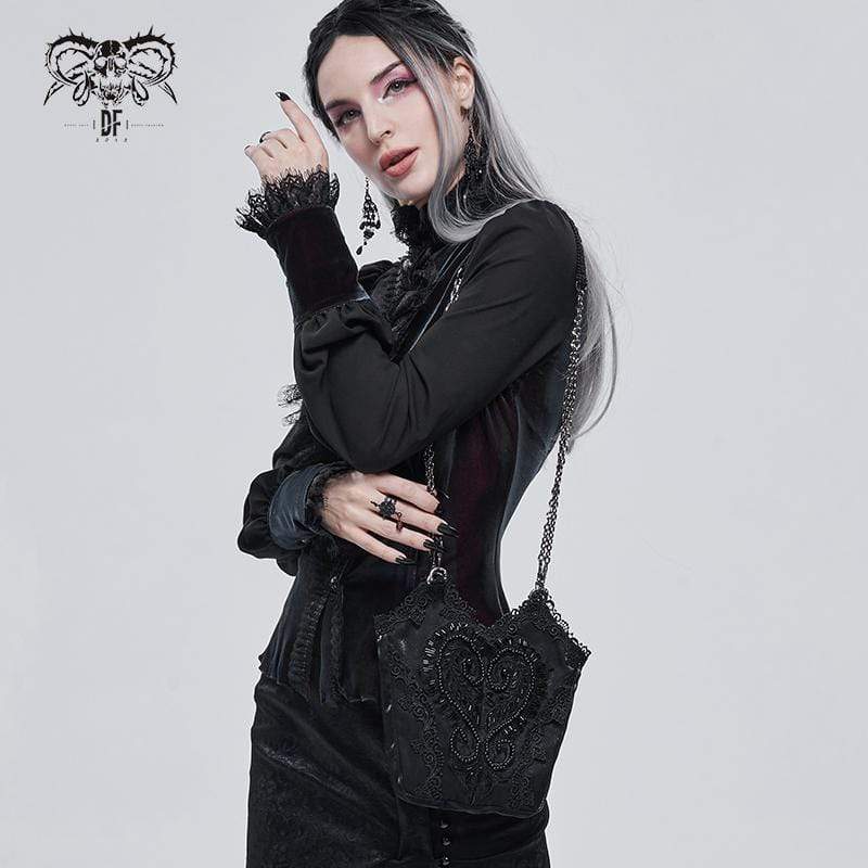 DEVIL FASHION Women's Gothic Floral Bucket Bag