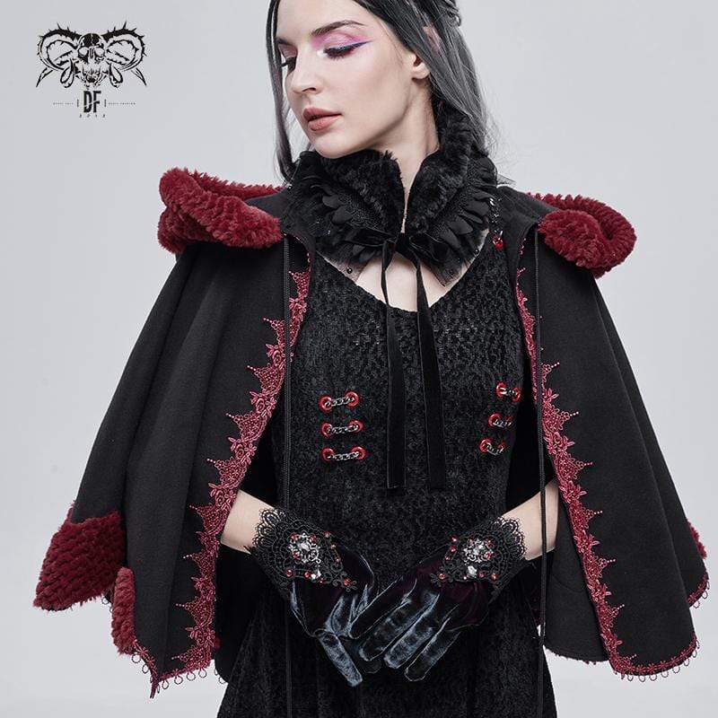DEVIL FASHION Women's Gothic Floral Color Gradient Gloves